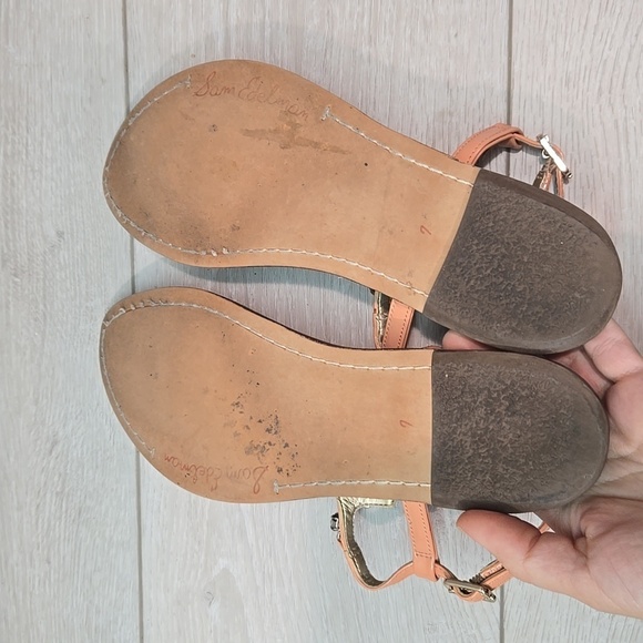 Sam Edelman Womens Grayson T strap Reisterstone Leather Sandals Flats shoes sz 7 - Picture 10 of 14